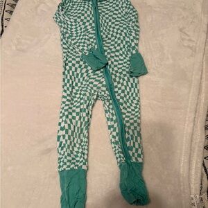 Kids Checkered Pajamas - Teal and White